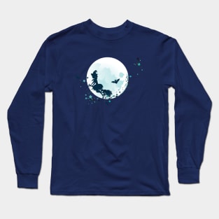 Flying Witch over Full Moon Long Sleeve T-Shirt